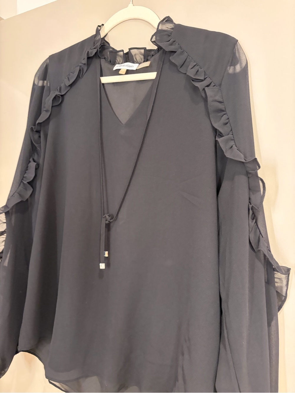 Calvin Klein Black Ruffle Blouse